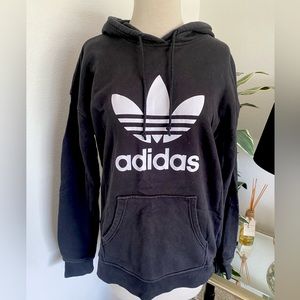 ADIDAS hooded sweatshirt. Brand new never worn. Black with white logo, size US 4